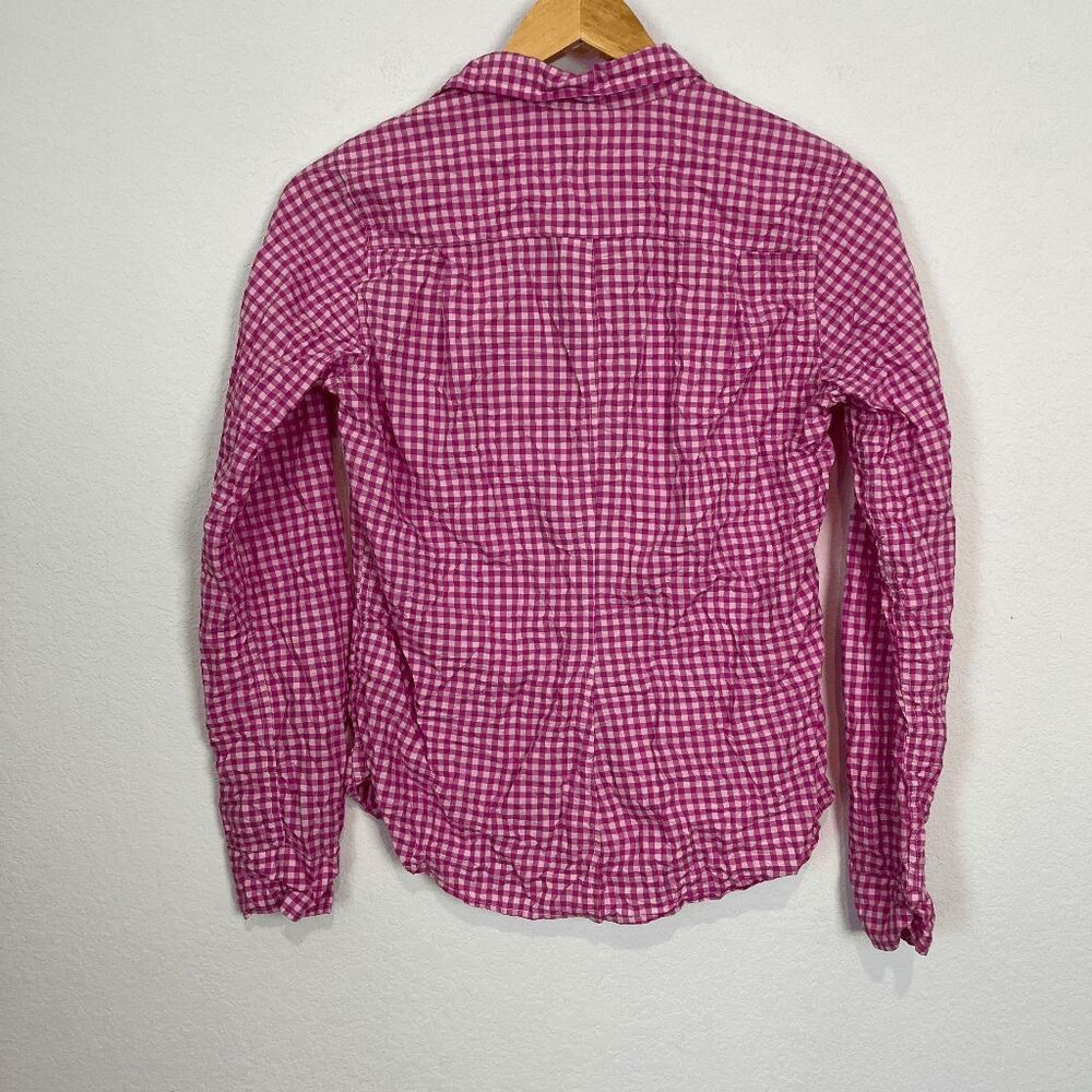 Frank & Eileen Barry Multi Pink Check Signature Crinkle Top Women's Size XS - Picture 6 of 7